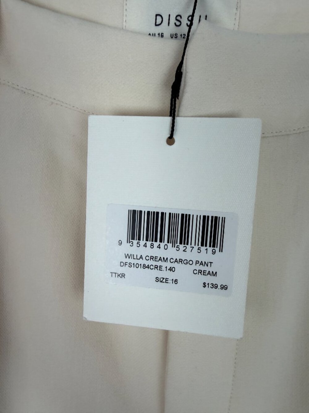 NWT DISSH Willa Cream Cargo Pant High Rise Wide Leg US Size 12 NEW - Picture 6 of 11